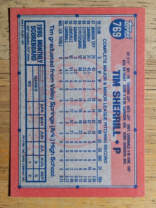 1991 Topps #769 Tim Sherrill