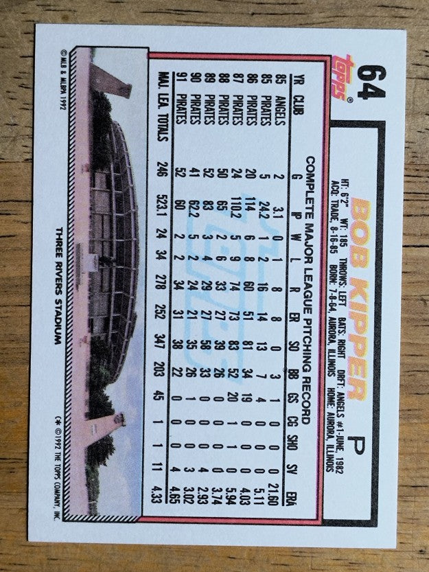 1992 Topps #64 Bob Kipper
