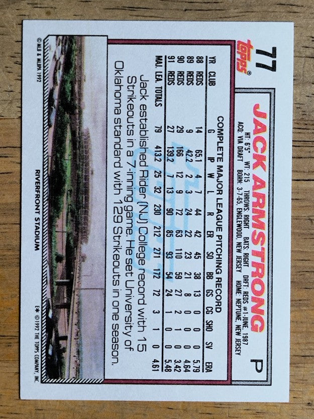 1992 Topps #77 Jack Armstrong