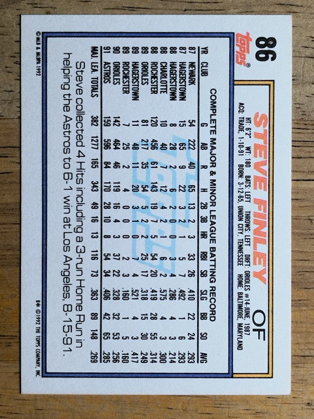 1992 Topps #86 Steve Finley