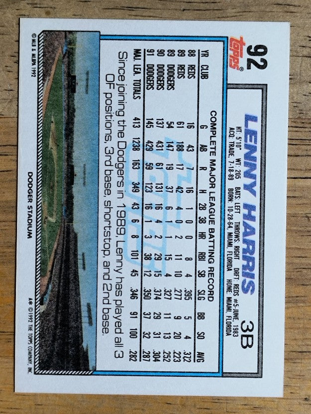 1992 Topps #92 Lenny Harris
