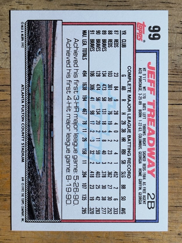 1992 Topps #99 Jeff Treadway
