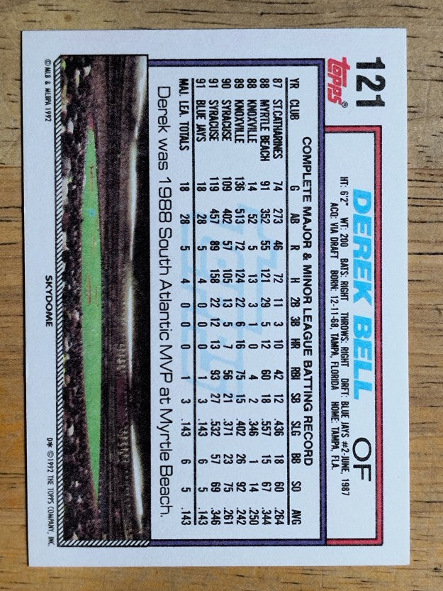 1992 Topps #121 Derek Bell