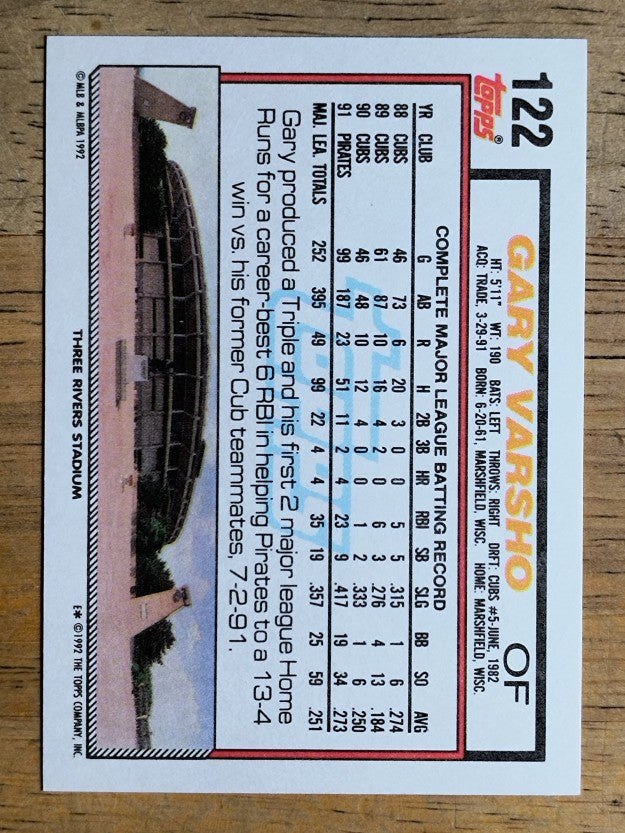 1992 Topps #122 Gary Varsho