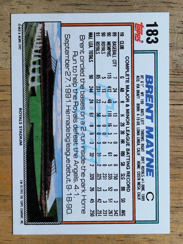 1992 Topps #183 Brent Mayne