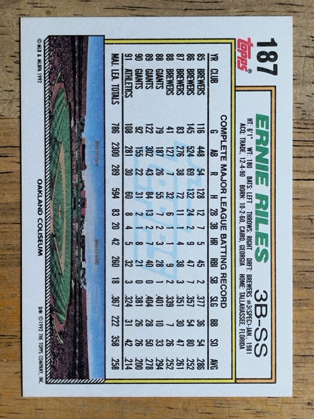 1992 Topps #187 Ernie Riles