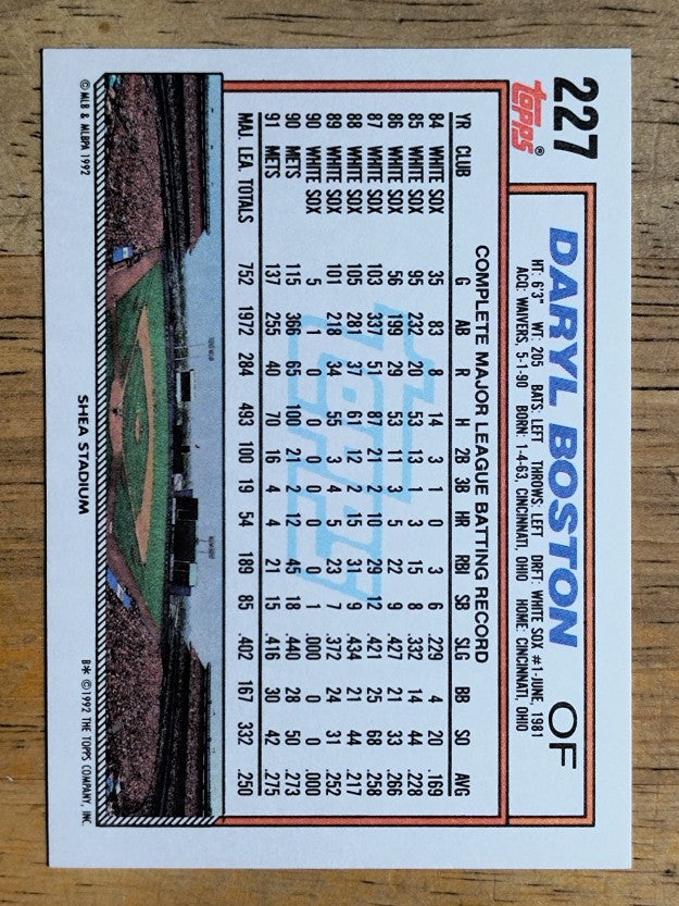 1992 Topps #227 Daryl Boston