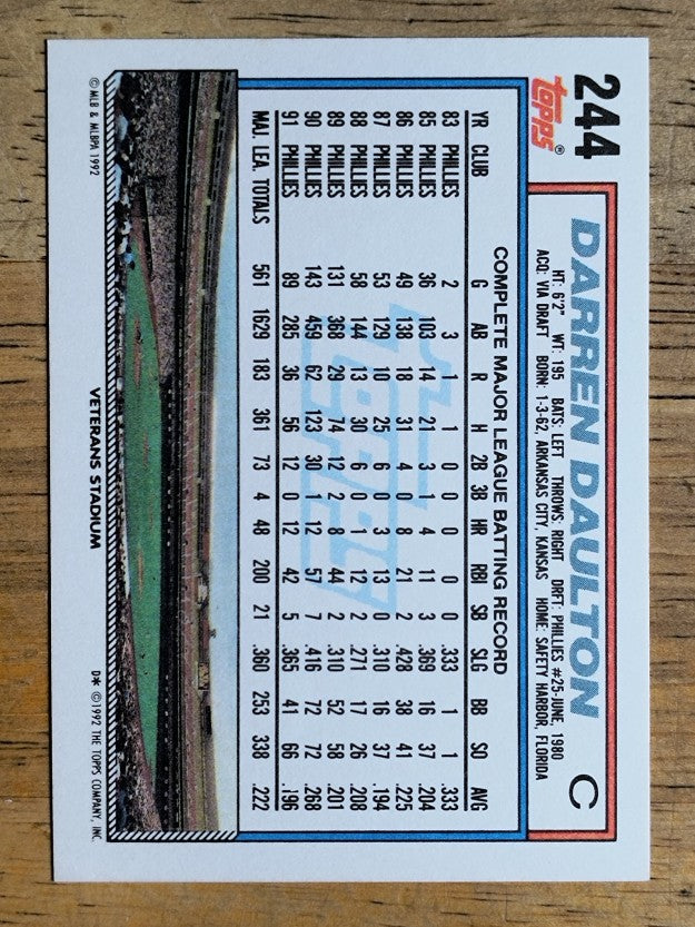 1992 Topps #244 Darren Daulton