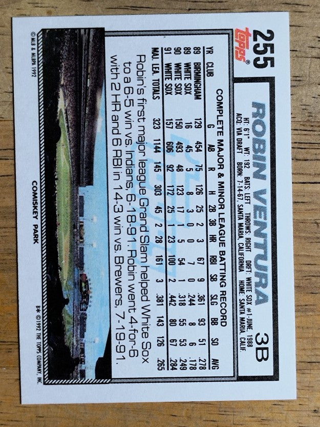 1992 Topps #255 Robin Ventura