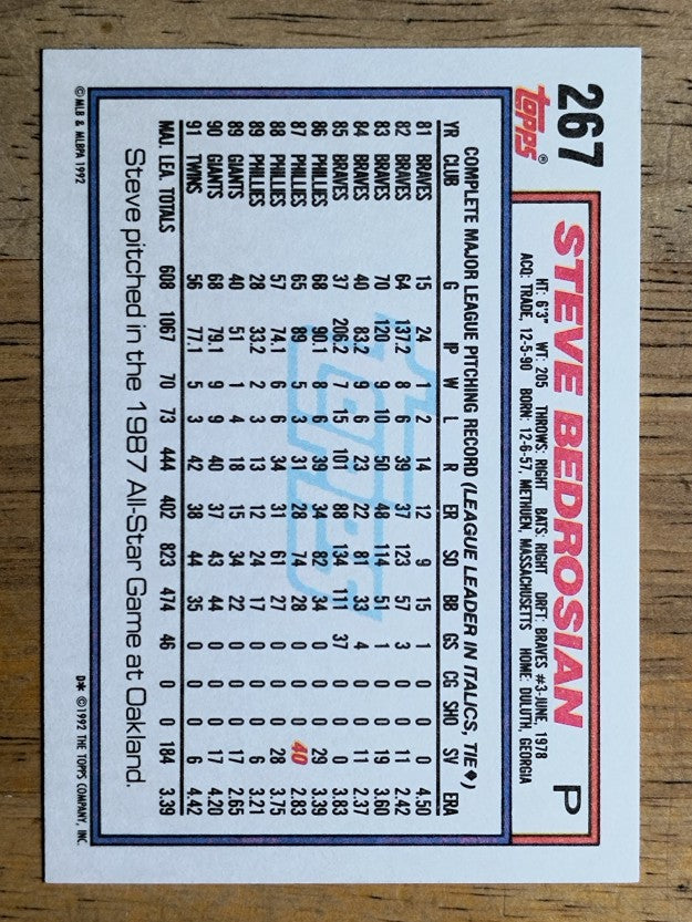 1992 Topps #267 Steve Bedrosian