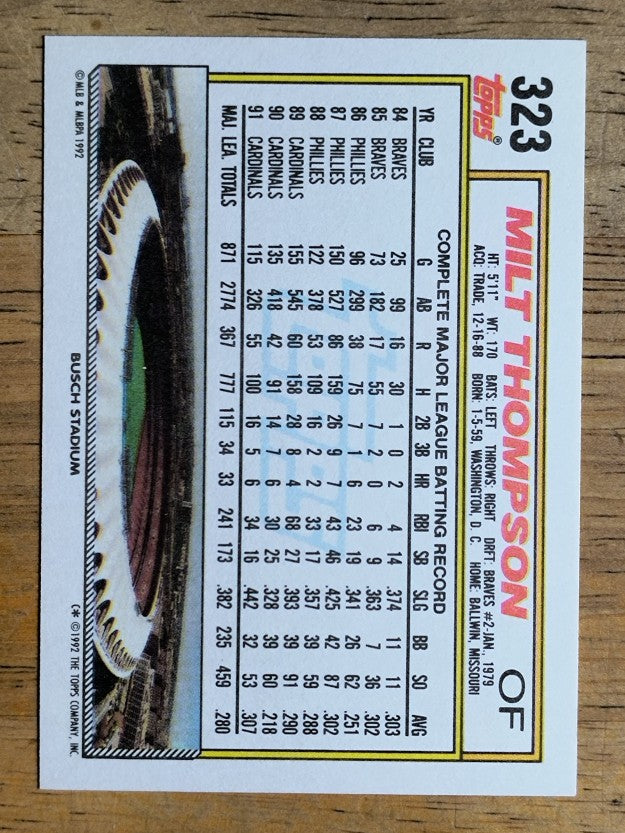 1992 Topps #323 Milt Thompson
