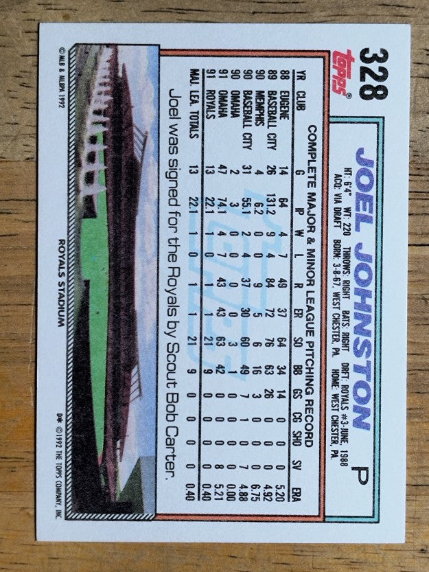 1992 Topps #328 Joel Johnston