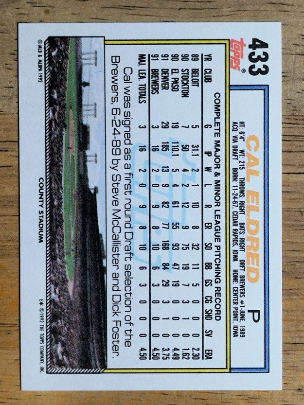 1992 Topps #433 Cal Eldred