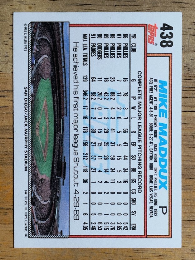 1992 Topps #438 Mike Maddux