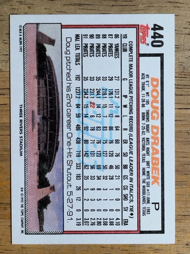 1992 Topps #440 Doug Drabek