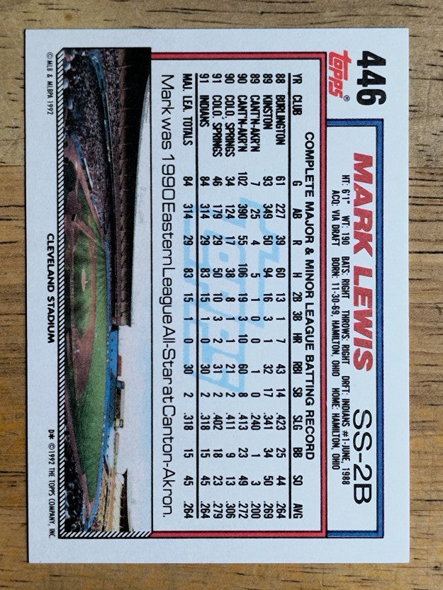 1992 Topps #446 Mark Lewis