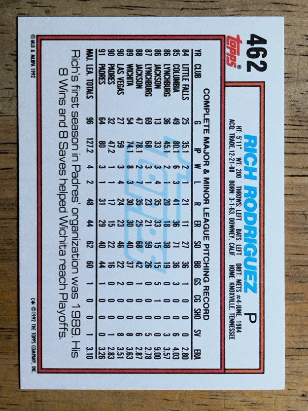 1992 Topps #462 Rich Rodriguez