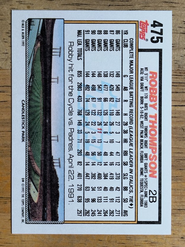 1992 Topps #475 Robby Thompson