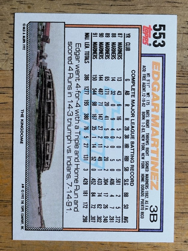 1992 Topps #553 Edgar Martinez