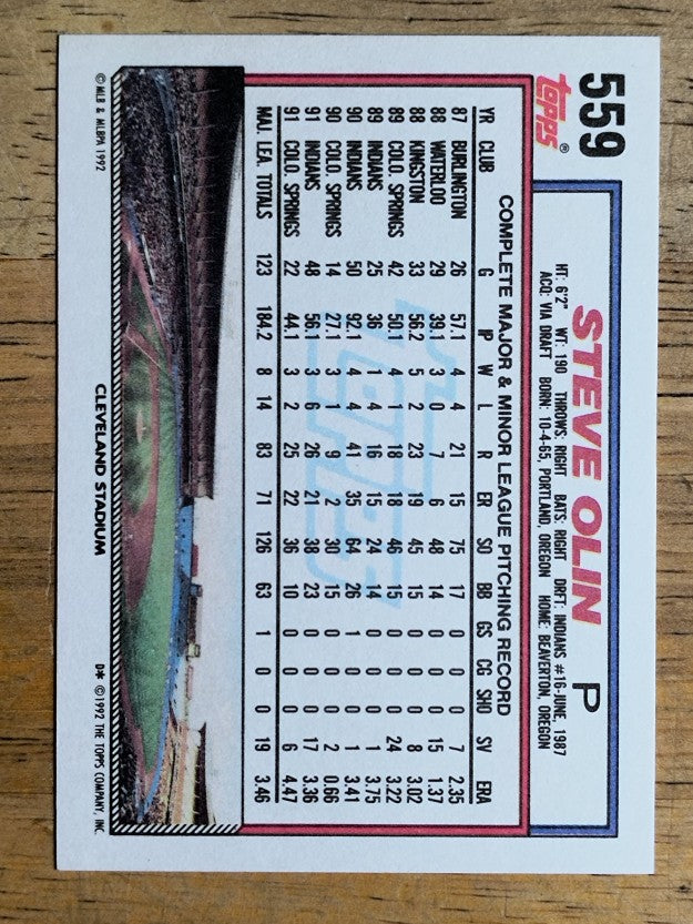 1992 Topps #559 Steve Olin