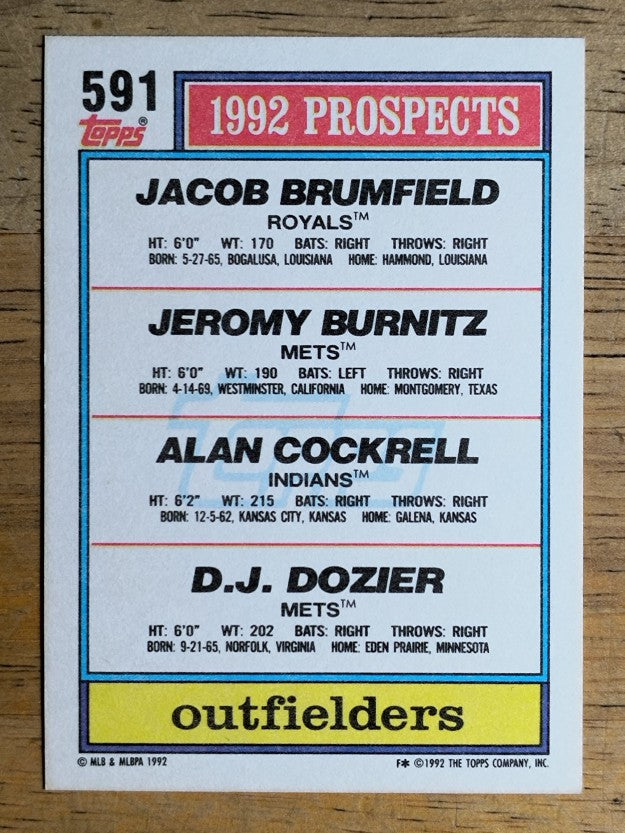 1992 Topps #591 Jeromy Burnitz/Jacob Brumfield/Alan Cockrell/D.J. Dozier
