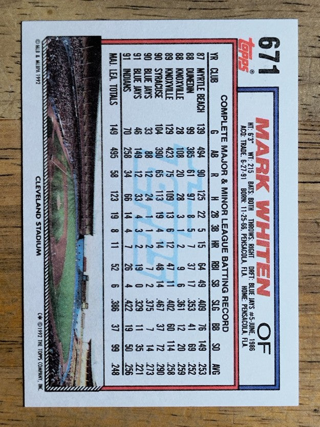 1992 Topps #671 Mark Whiten