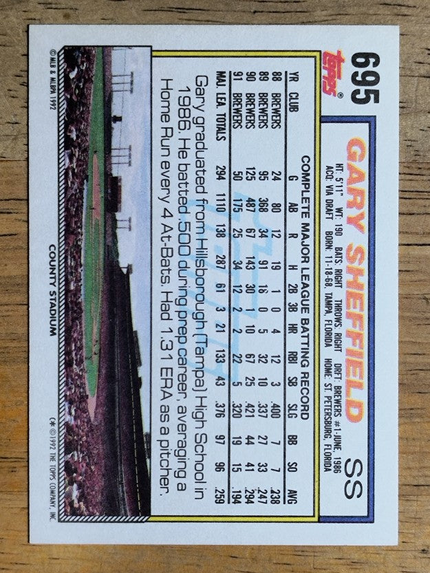 1992 Topps #695 Gary Sheffield