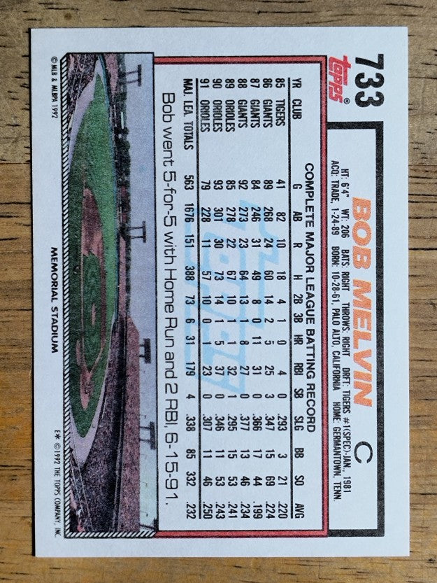 1992 Topps #733 Bob Melvin