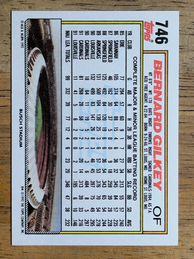 1992 Topps #746 Bernard Gilkey
