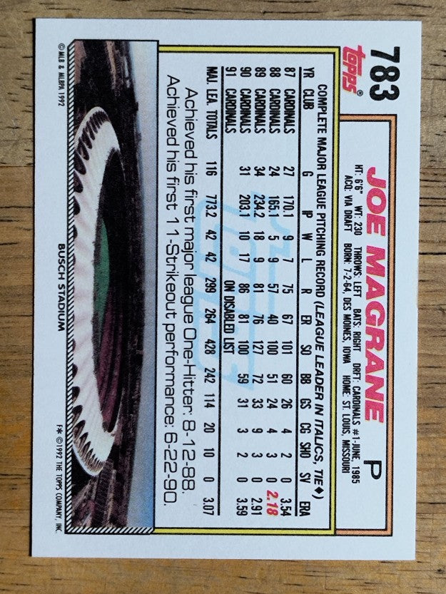1992 Topps #783 Joe Magrane
