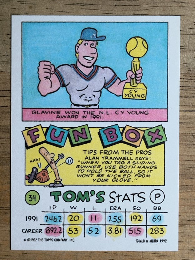 1992 Topps Kids #34 Tom Glavine