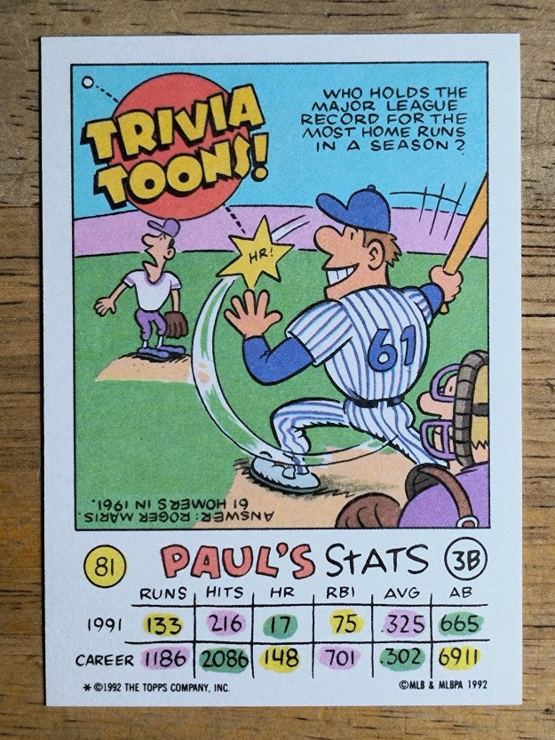 1992 Topps Kids #81 Paul Molitor