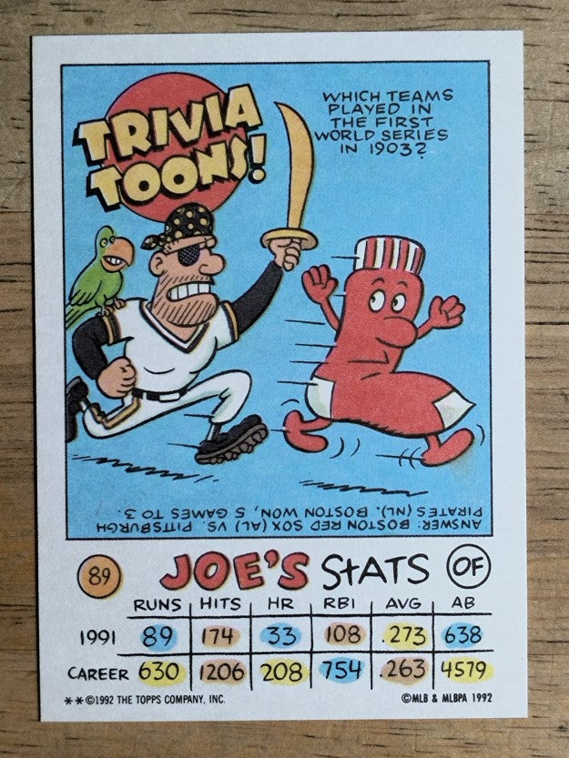 1992 Topps Kids #89 Joe Carter