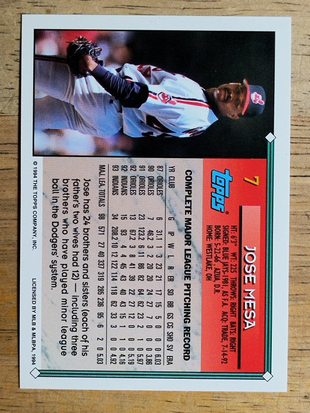 1994 Topps #7 Jose Mesa