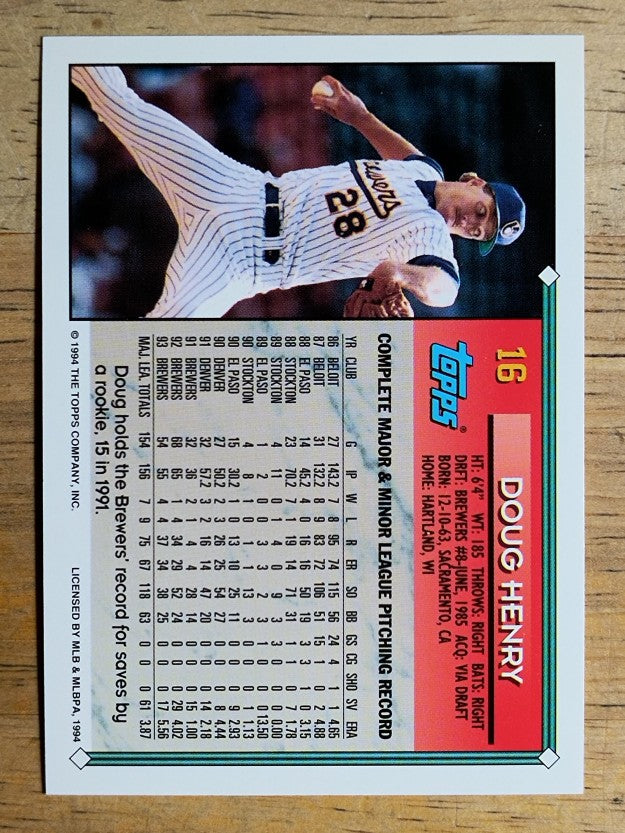1994 Topps #16 Doug Henry