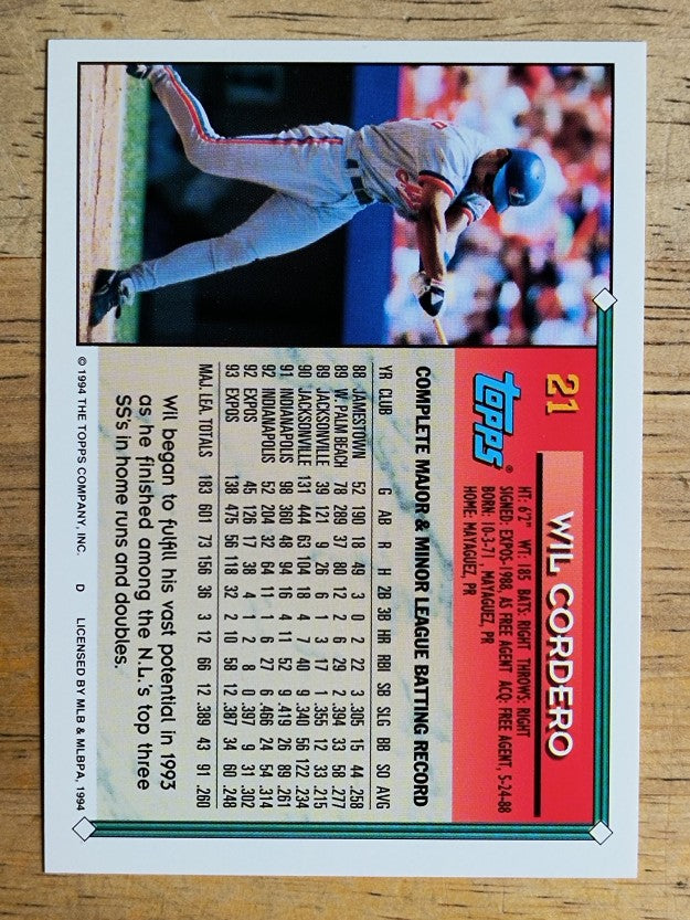 1994 Topps #21 Wil Cordero