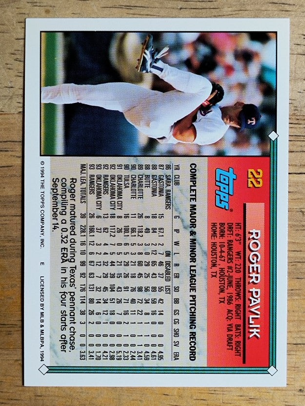 1994 Topps #22 Roger Pavlik