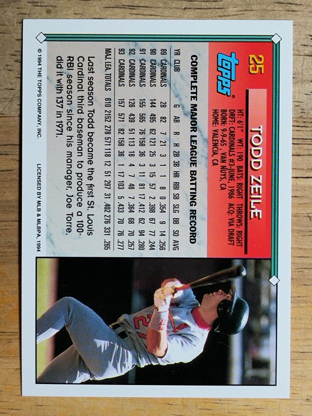1994 Topps #25 Todd Zeile