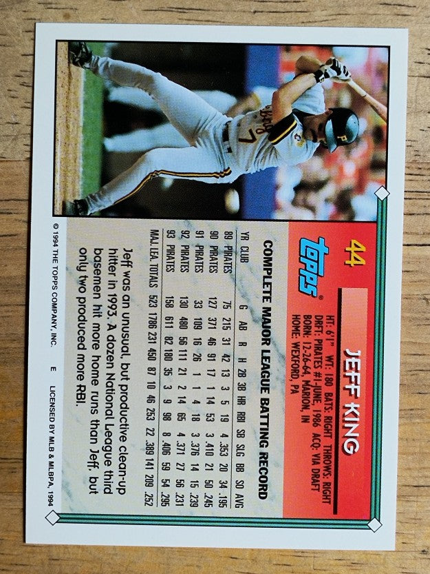 1994 Topps #44 Jeff King