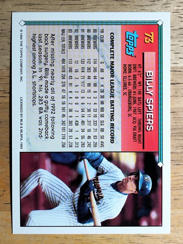 1994 Topps #73 Billy Spiers