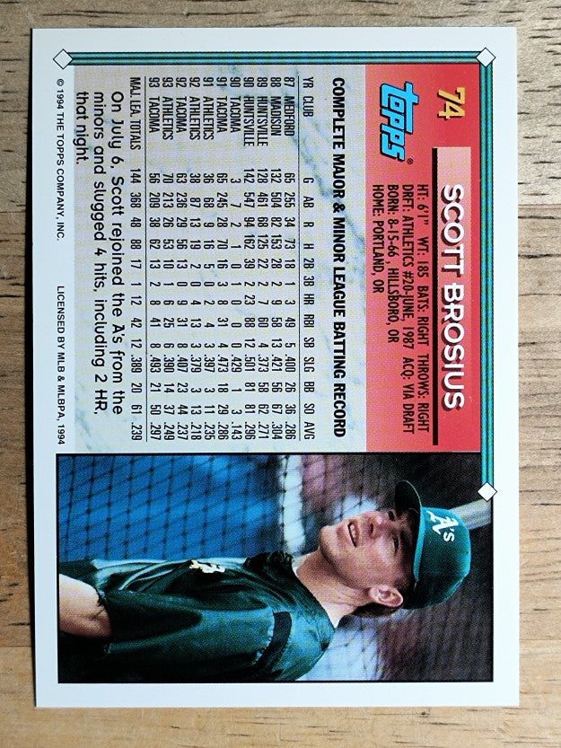 1994 Topps #74 Scott Brosius