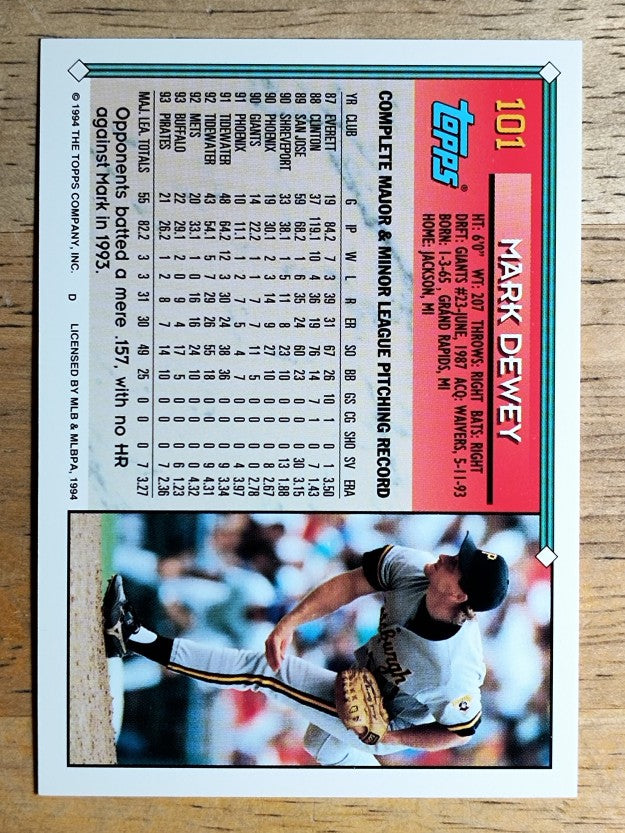 1994 Topps #101 Mark Dewey