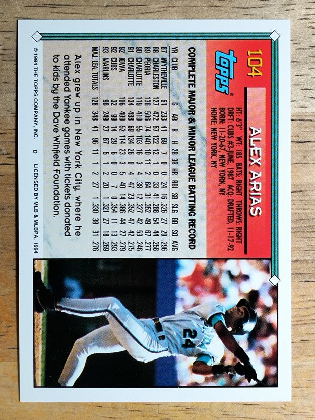 1994 Topps #104 Alex Arias