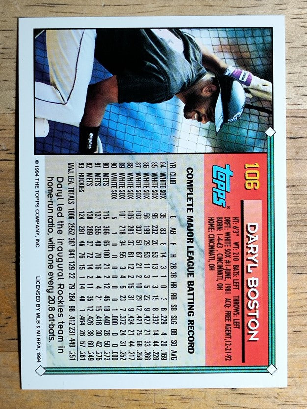 1994 Topps #106 Daryl Boston