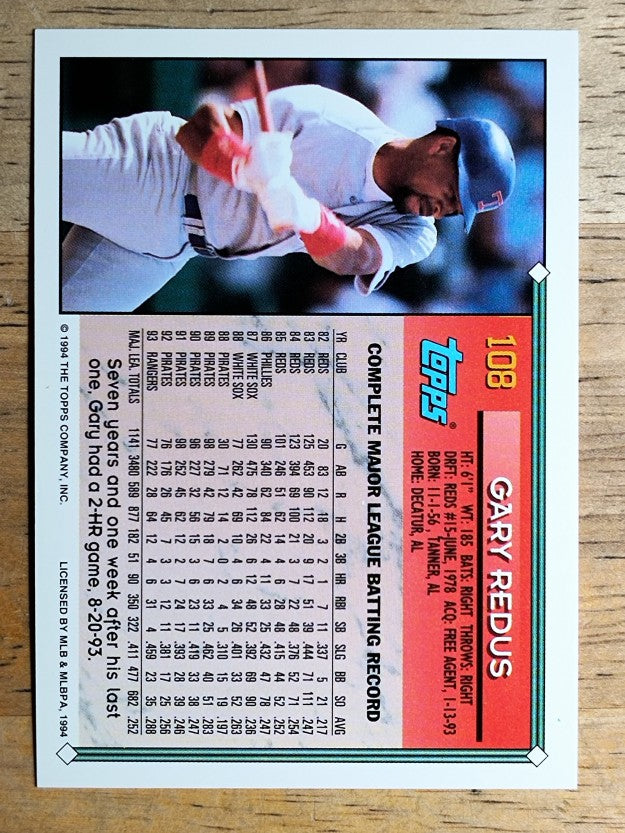 1994 Topps #108 Gary Redus