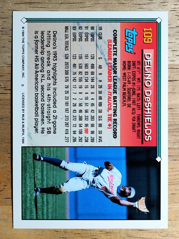 1994 Topps #109 Delino DeShields