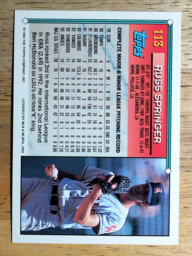 1994 Topps #113 Russ Springer