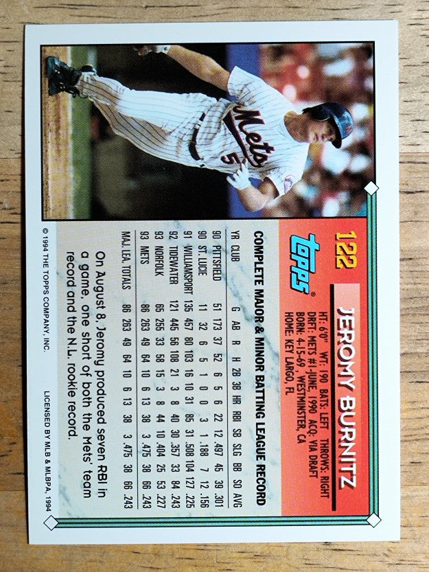 1994 Topps #122 Jeromy Burnitz