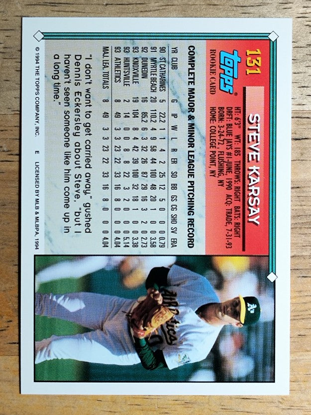 1994 Topps #131 Steve Karsay