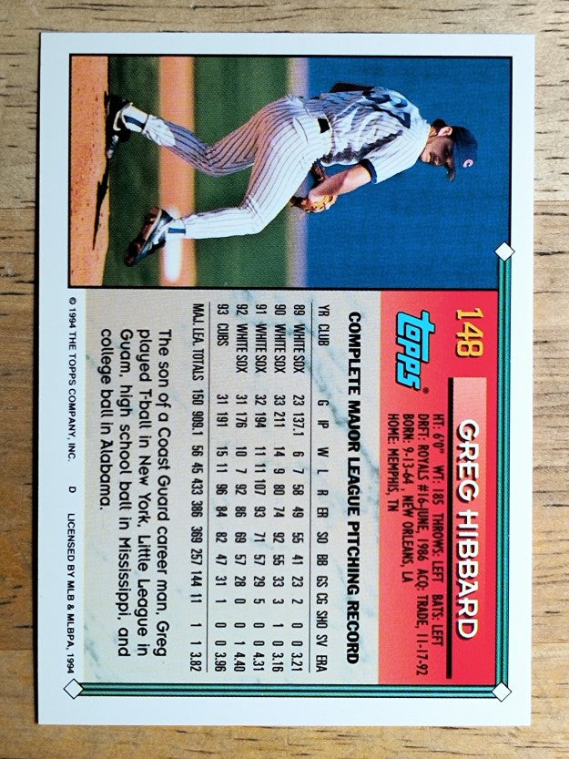 1994 Topps #148 Greg Hibbard